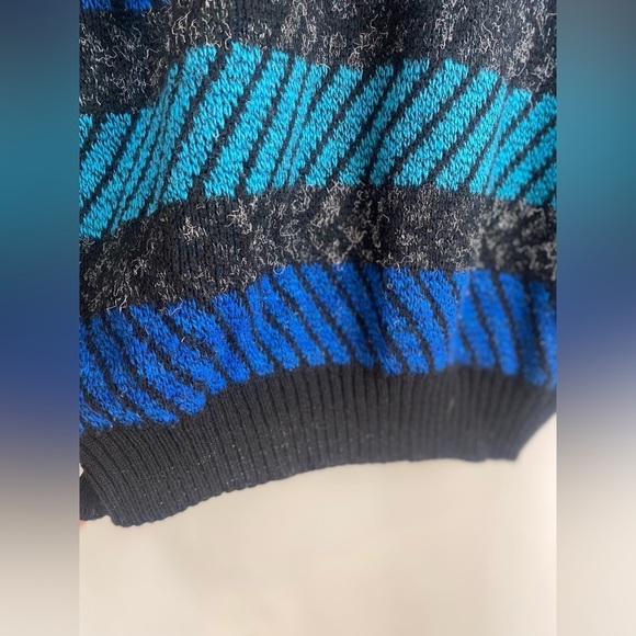 Pronto Uomo Geometric Soft Wool Blend Striped Sweater Blue Men’s Medium Italy‎ - Picture 12 of 13